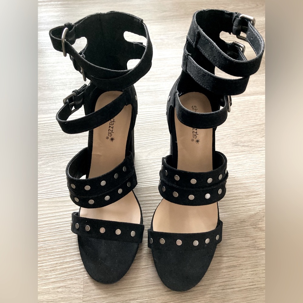 Gunmetal studded high heal sandals